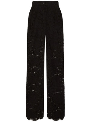 DOLCE & GABBANA Elegant Floral Lace Wide-Leg Trousers