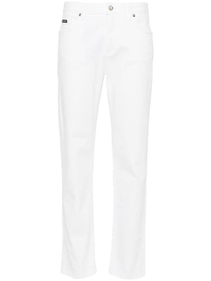 DOLCE & GABBANA Slim Fit White Stretch-Cotton Mini Jeans