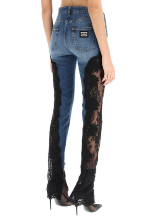 DOLCE & GABBANA Slim Fit Jeans with Lace Inserts - SS23