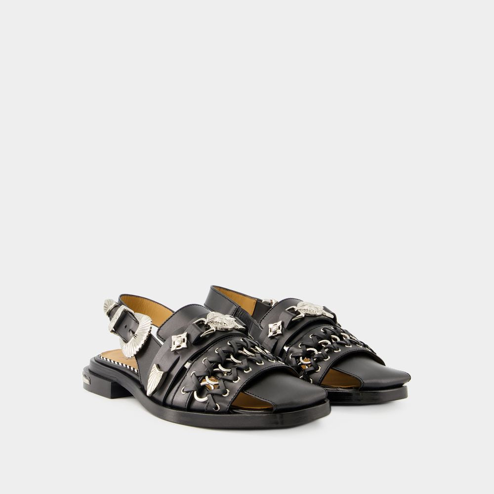 Sandal Da Bê Đen Nữ SS24