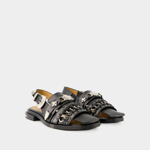 Sandal Da Bê Đen Nữ SS24