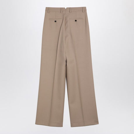 AMI PARIS Wide-Leg Wool Trousers in Sand for Women