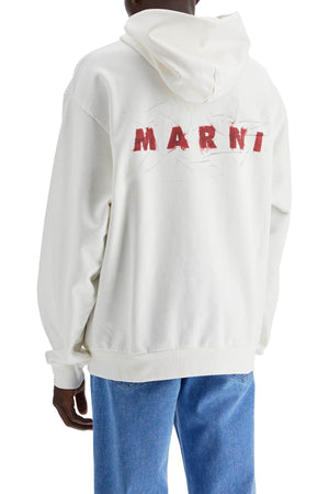 MARNI Essential White Cotton Hoodie for Men