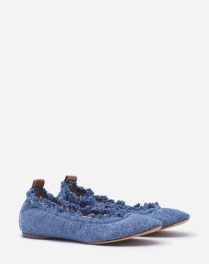 LANVIN Chic Denim Ballerina Flats