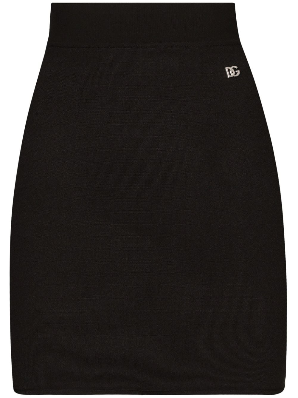 DOLCE & GABBANA High-Waist Mini Skirt with Logo Plaque