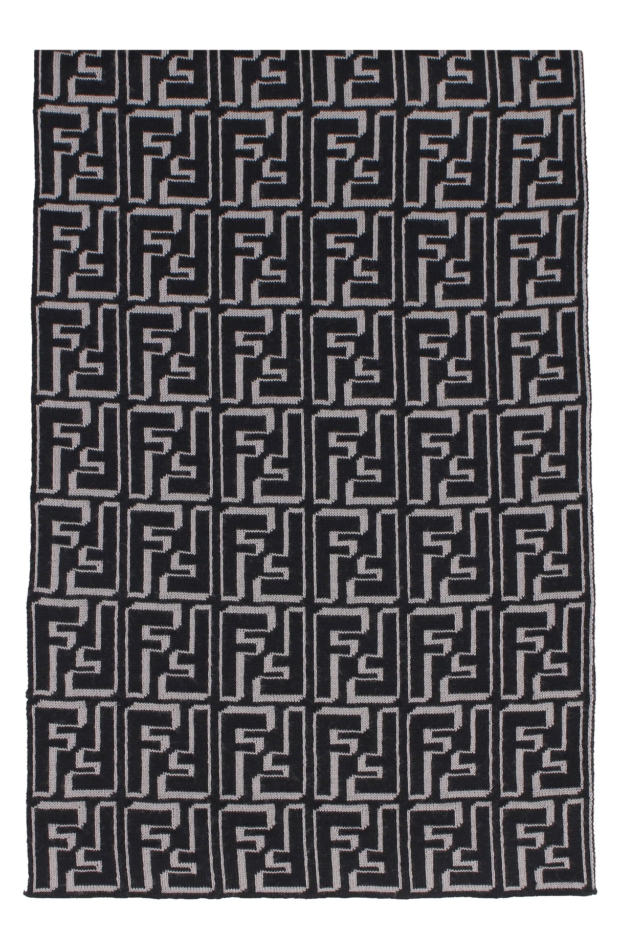 FENDI Luxurious Wool Blend Scarf in Beige and Black for Men