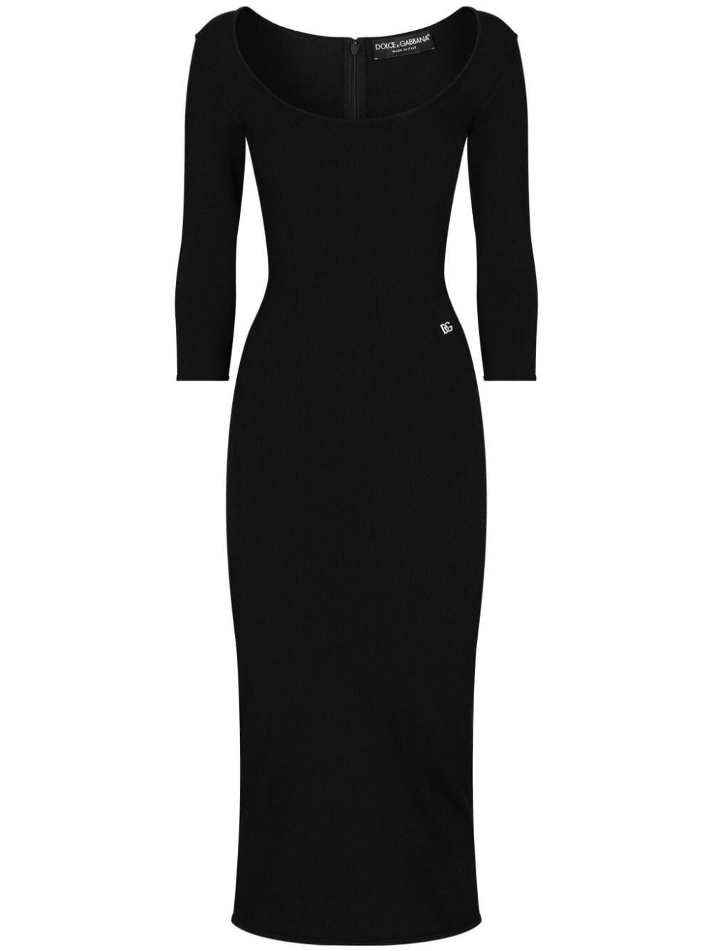 DOLCE & GABBANA Chic Logo Plaque Midi Dress