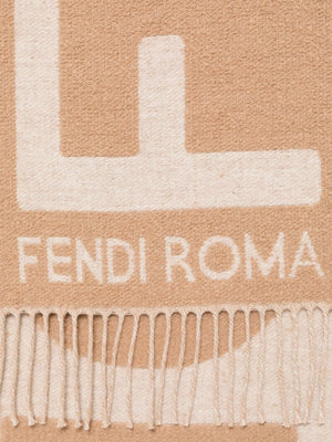 FENDI Elegant Wool Blend Scarf with Fringed Edges