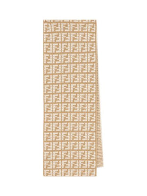 FENDI Luxurious All-Over Logo Intarsia Scarf in Tan for Women