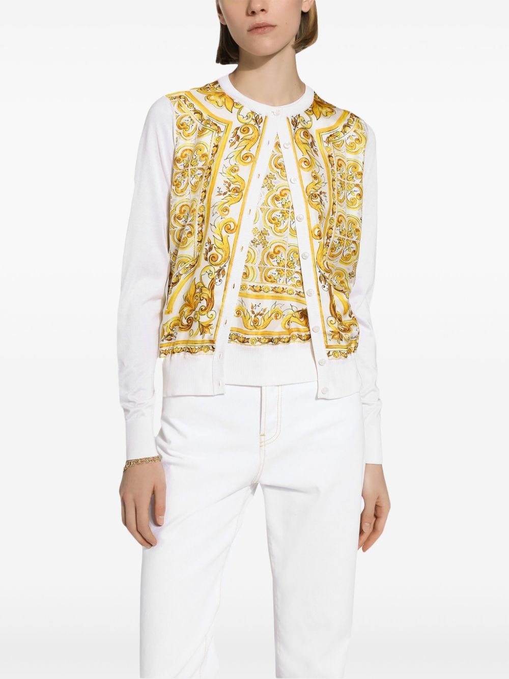 DOLCE & GABBANA Sunlit Majolica Silk Cardigan