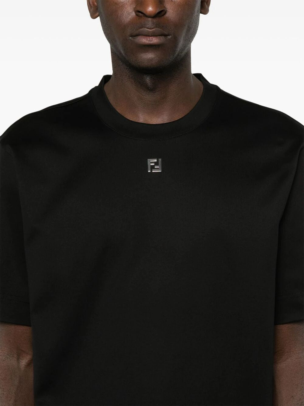 FENDI Signature Plaque Cotton T-Shirt - Men's