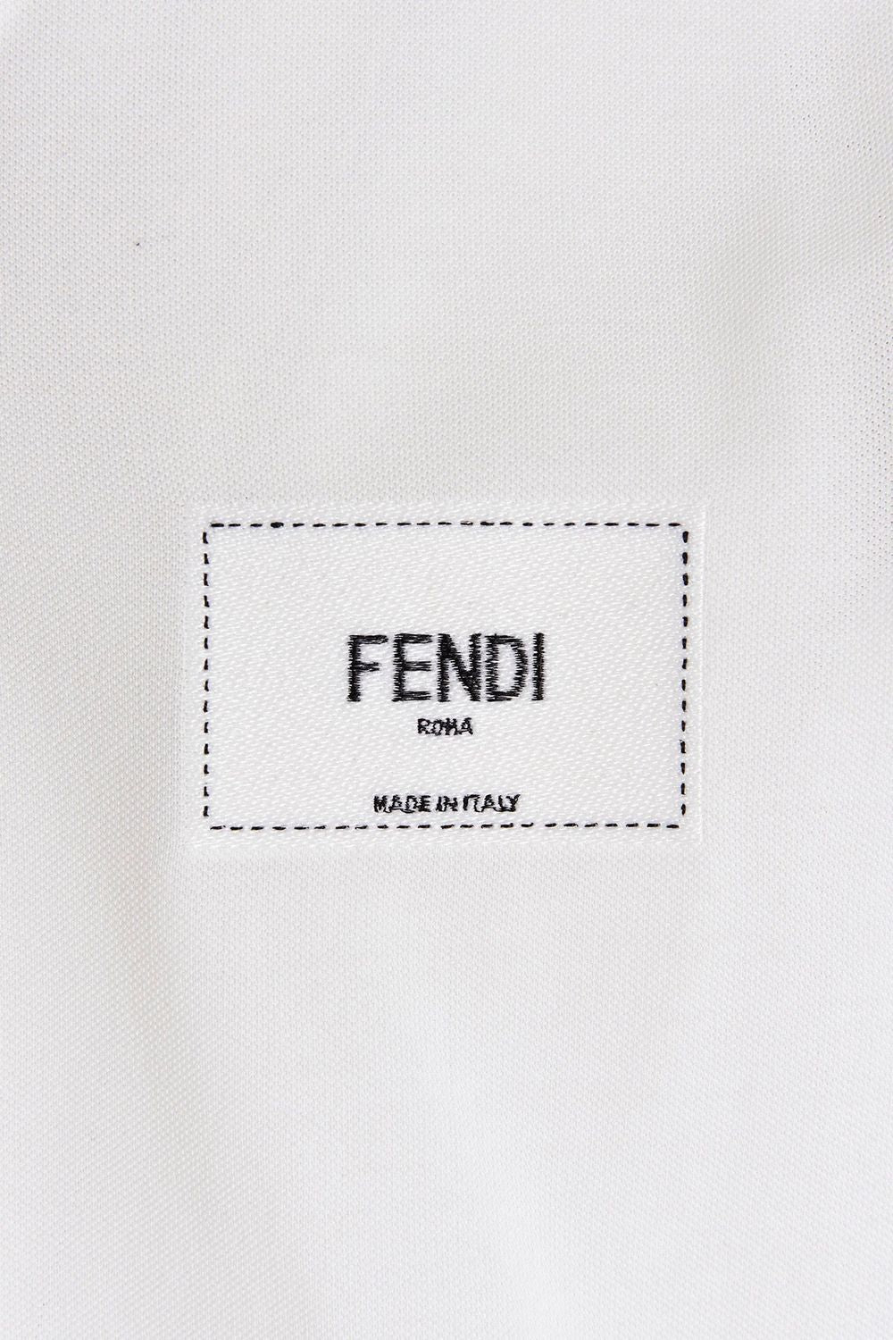 FENDI Men's Cotton Piqué Polo Shirt with Ribbed Collar and Side Slits