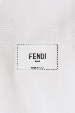 FENDI Men's White Embroidered Polo Shirt for SS24