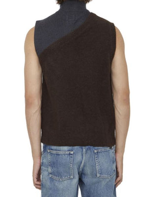 FENDI Men's Brown Layered Knit Vest - FW23