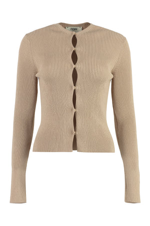 Áo Cardigan Cotton Màu Beige Thời Trang Với Chi Tiết Cắt Xẻ Cho Phụ Nữ - SS23