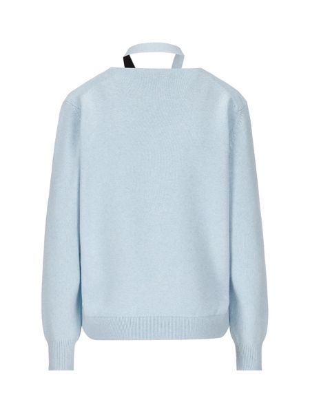 FENDI Light Blue Cashmere and Wool Cardigan for Women - FW23