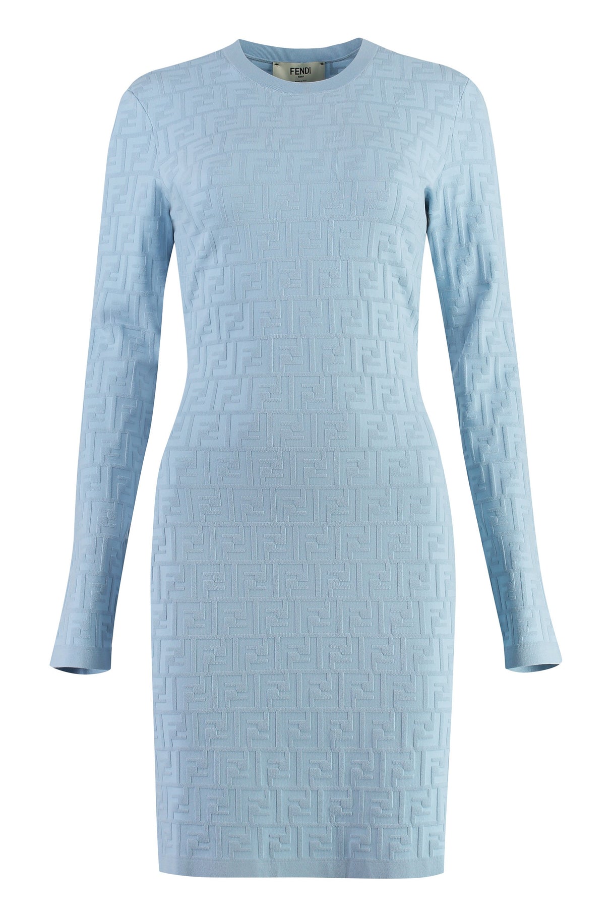 Light Blue Fendi Jacquard Mini-Dress for Women