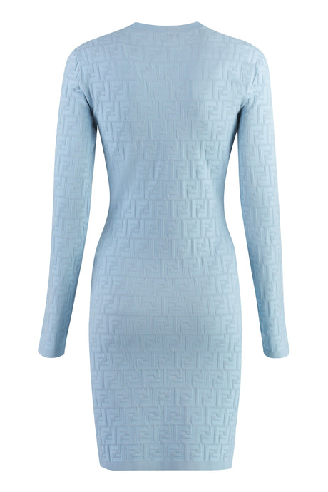 Light Blue Fendi Jacquard Mini-Dress for Women
