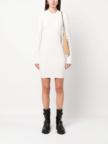 FENDI Women's All-Over Jacquard Mini-Dress in White for SS24