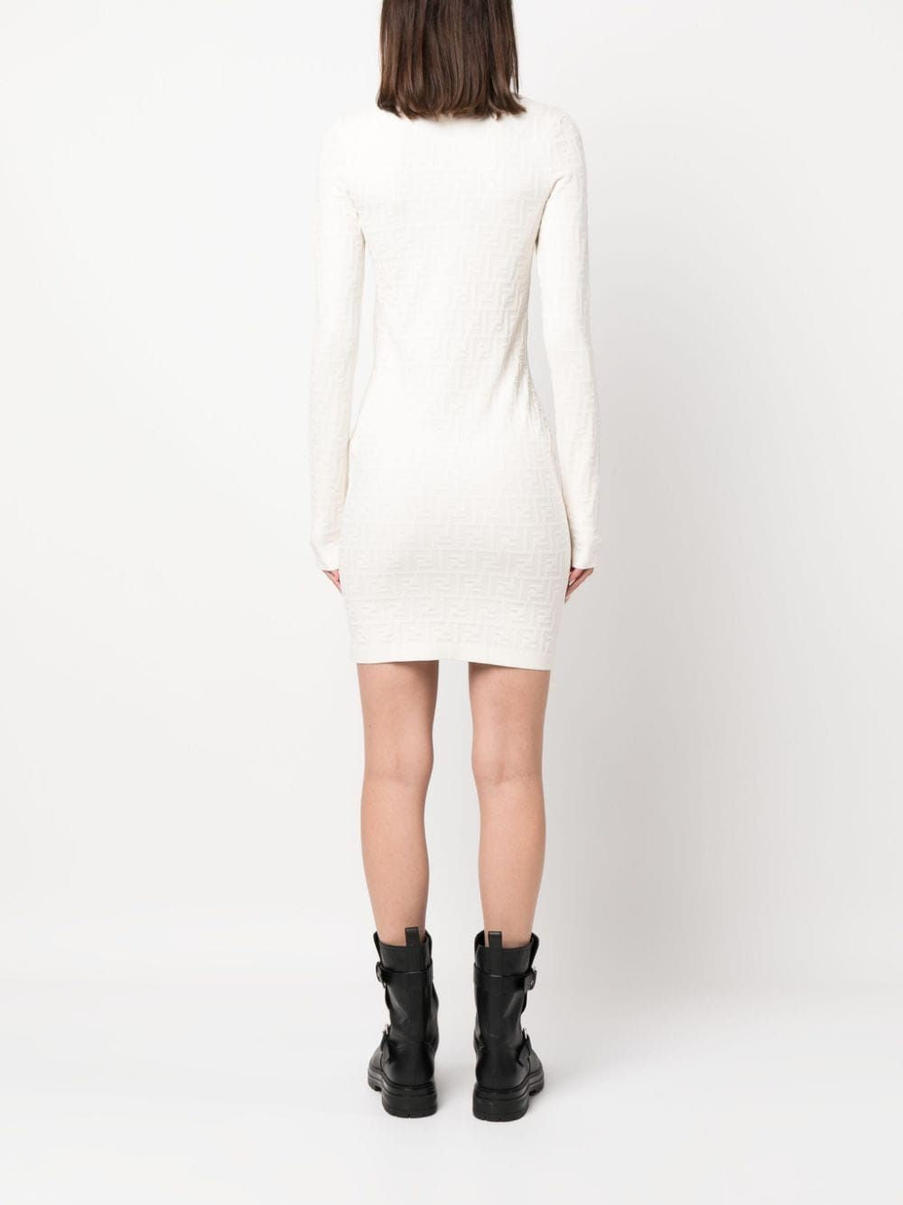 FENDI Women's All-Over Jacquard Mini-Dress in White for SS24