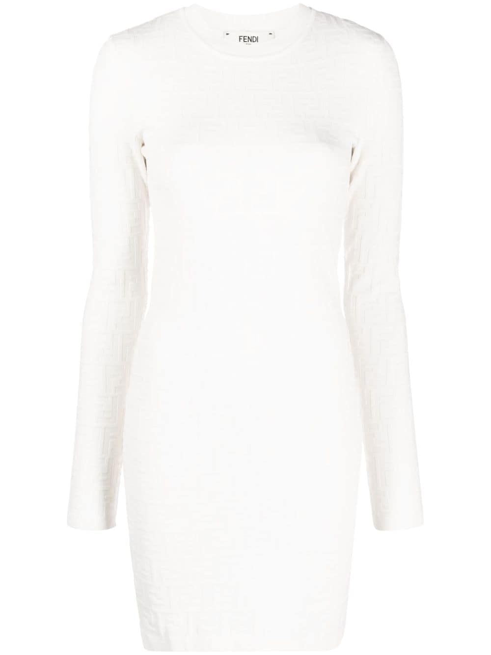 FENDI Women's All-Over Jacquard Mini-Dress in White for SS24