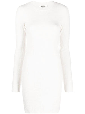 FENDI Women's All-Over Jacquard Mini-Dress in White for SS24