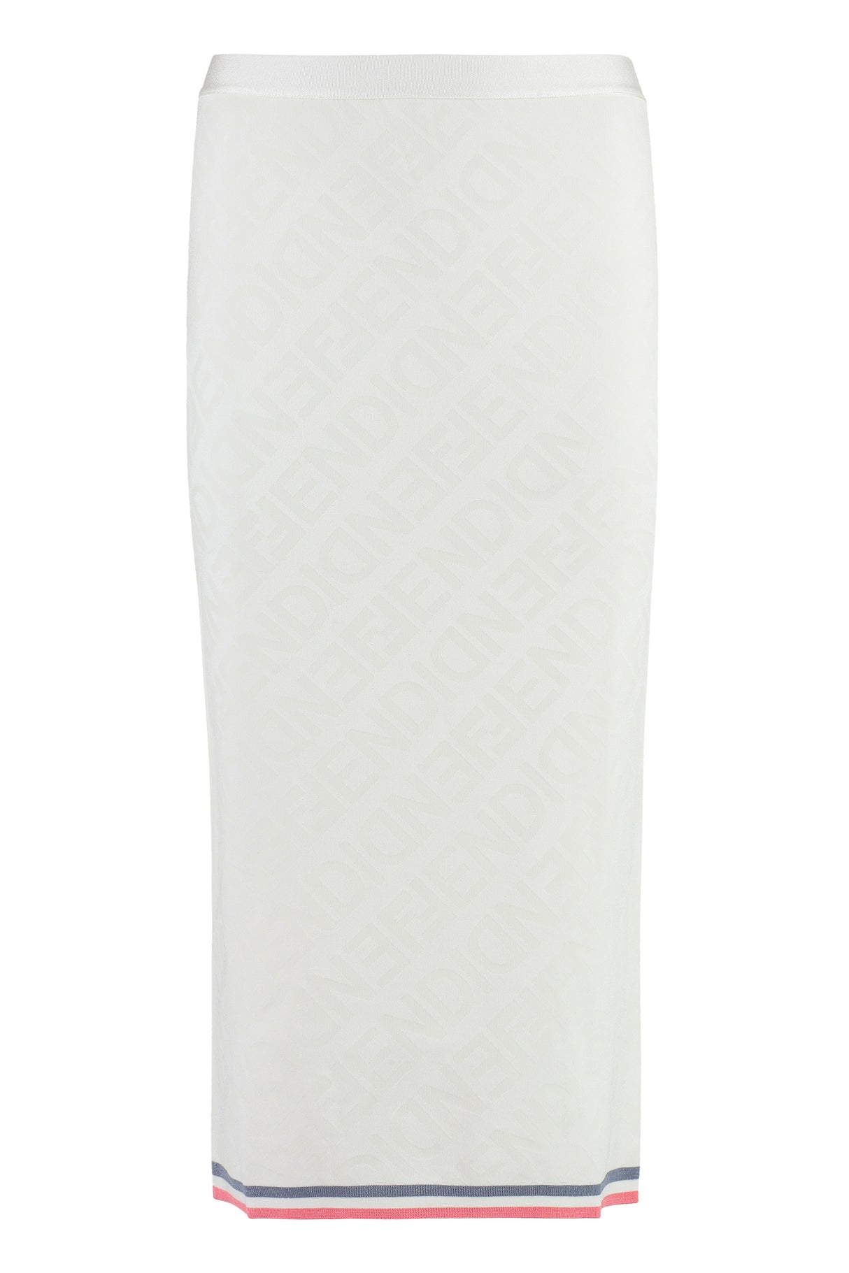 FENDI White Jacquard Knit Skirt for Women