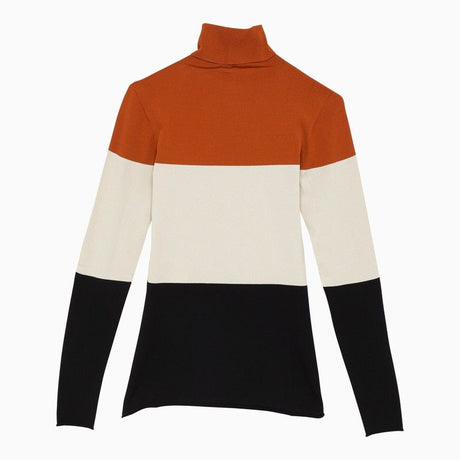 FENDI Multicolored Lycra High Neck Sweater with Logo for Women