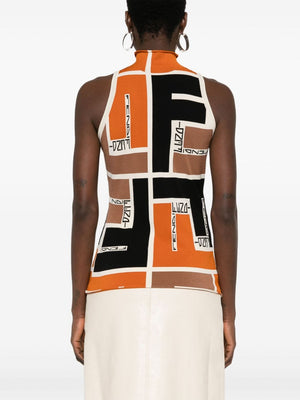 FENDI Sleeveless Printed High Neck Top