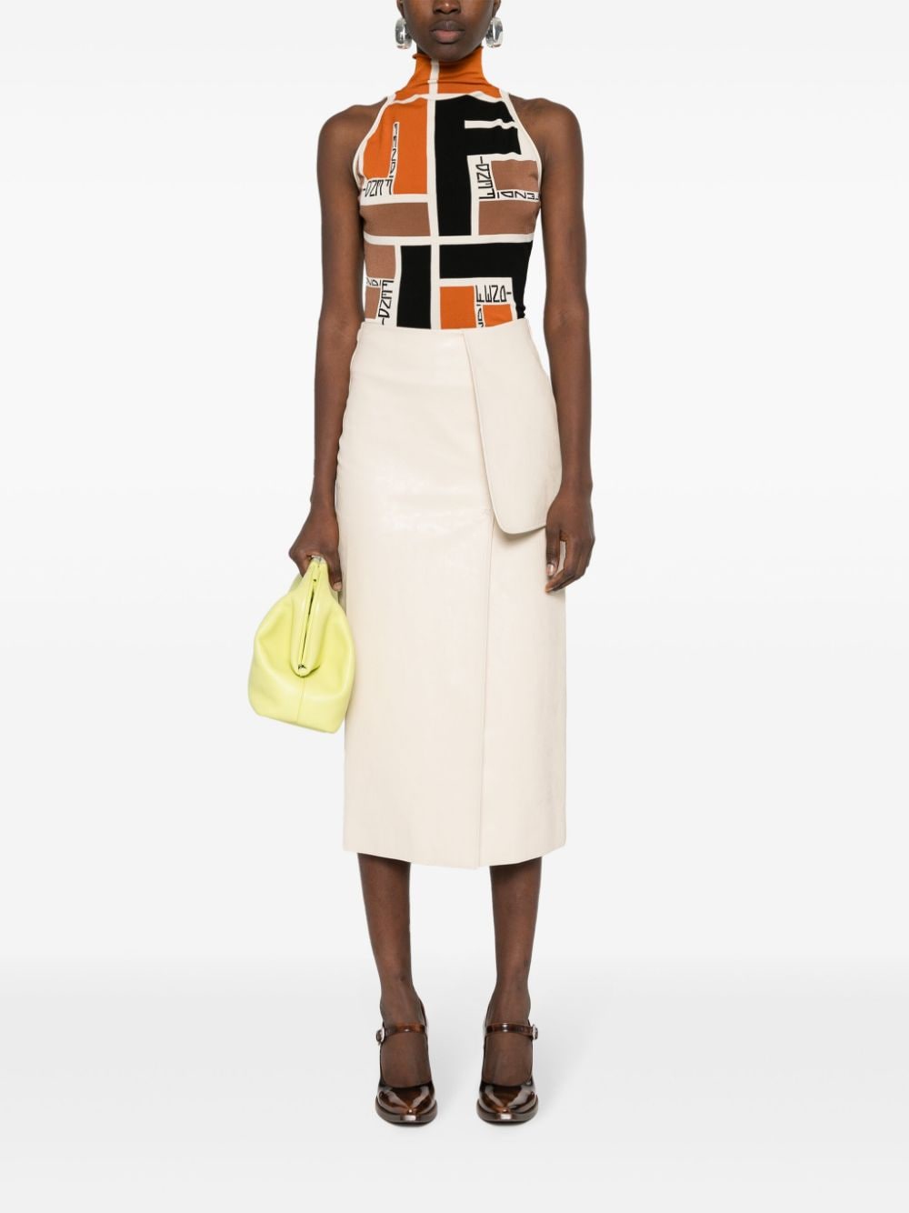 FENDI Sleeveless Printed High Neck Top