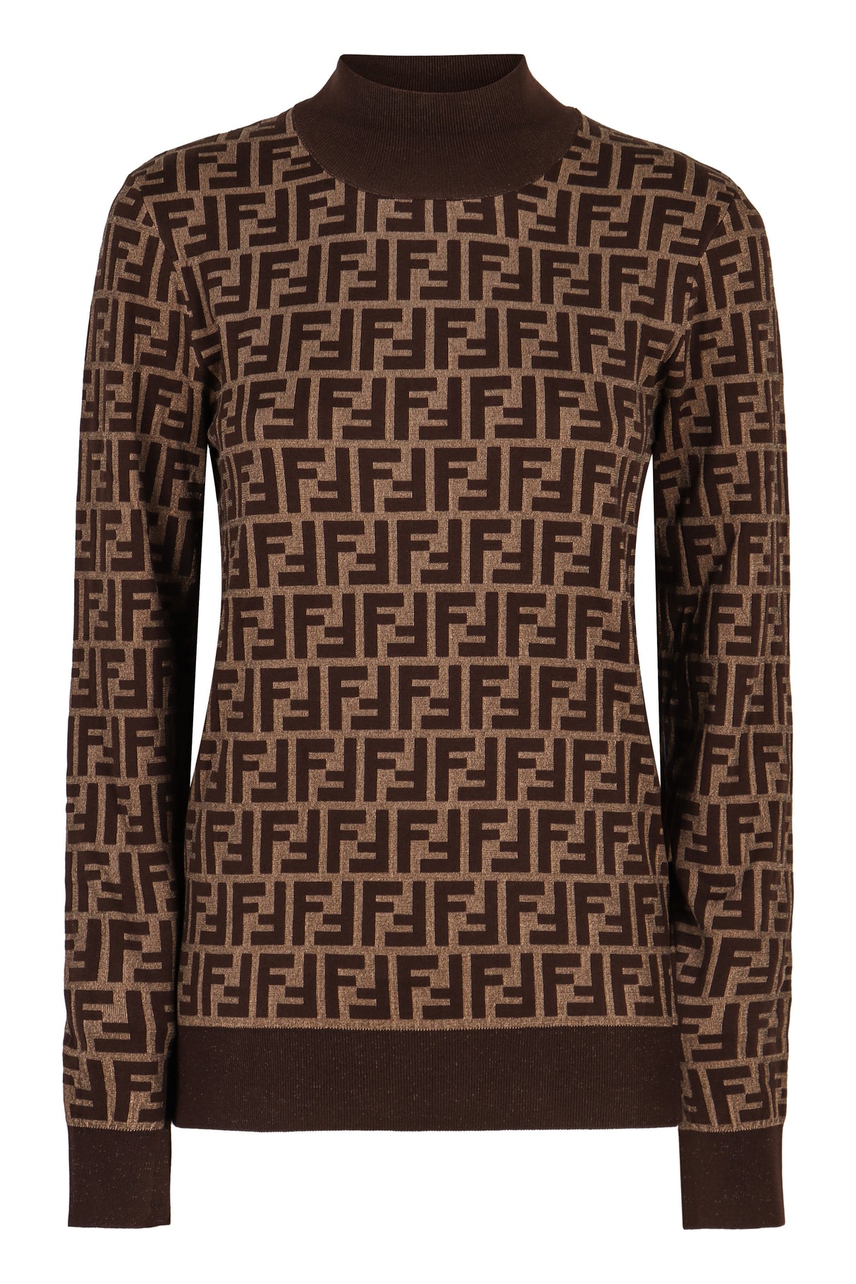 FENDI Elegant Cotton Turtleneck Sweater with Signature Logo