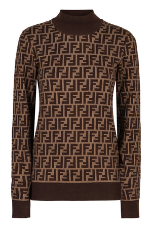 FENDI Elegant Cotton Turtleneck Sweater with Signature Logo