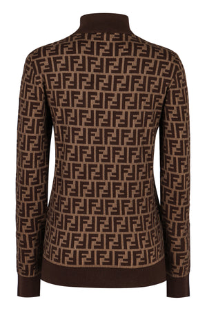 FENDI Elegant Cotton Turtleneck Sweater with Signature Logo