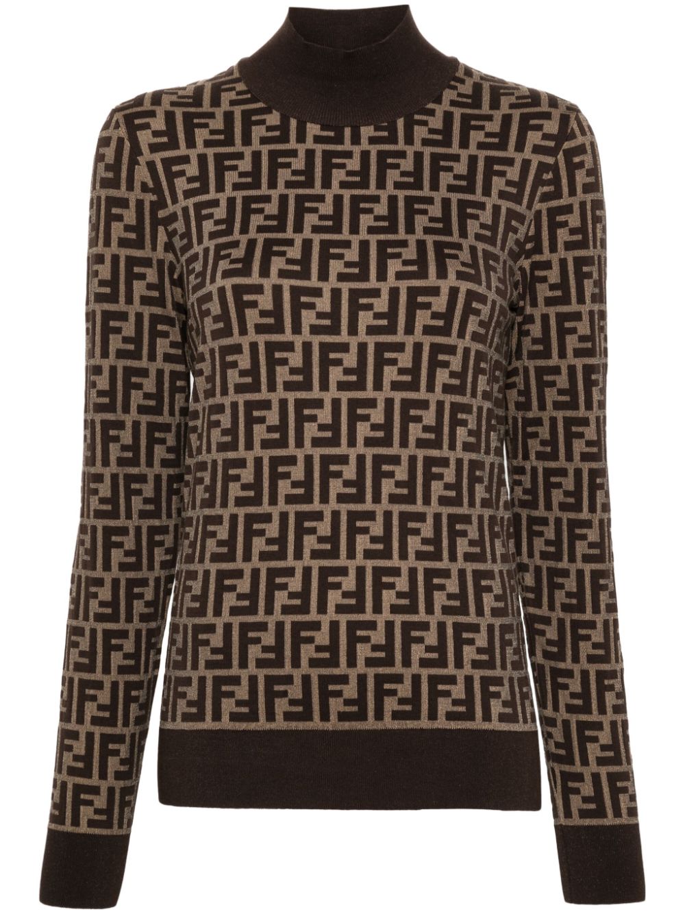 FENDI High-Neck Patterned Jacquard Sweater for Women