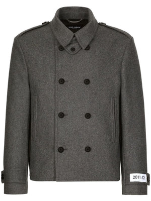 DOLCE & GABBANA Classic Anthracite Grey Wool Caban Jacket