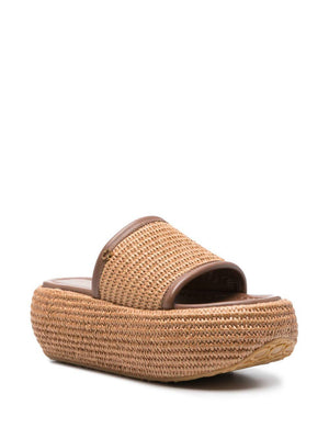 GIANVITO ROSSI Brown Raffia Wedge Sandals for Women - SS24 Collection