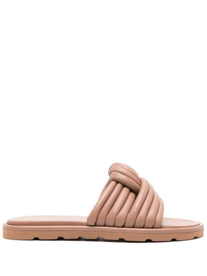 GIANVITO ROSSI Leather Flat Sandals in Blush Beige for Women