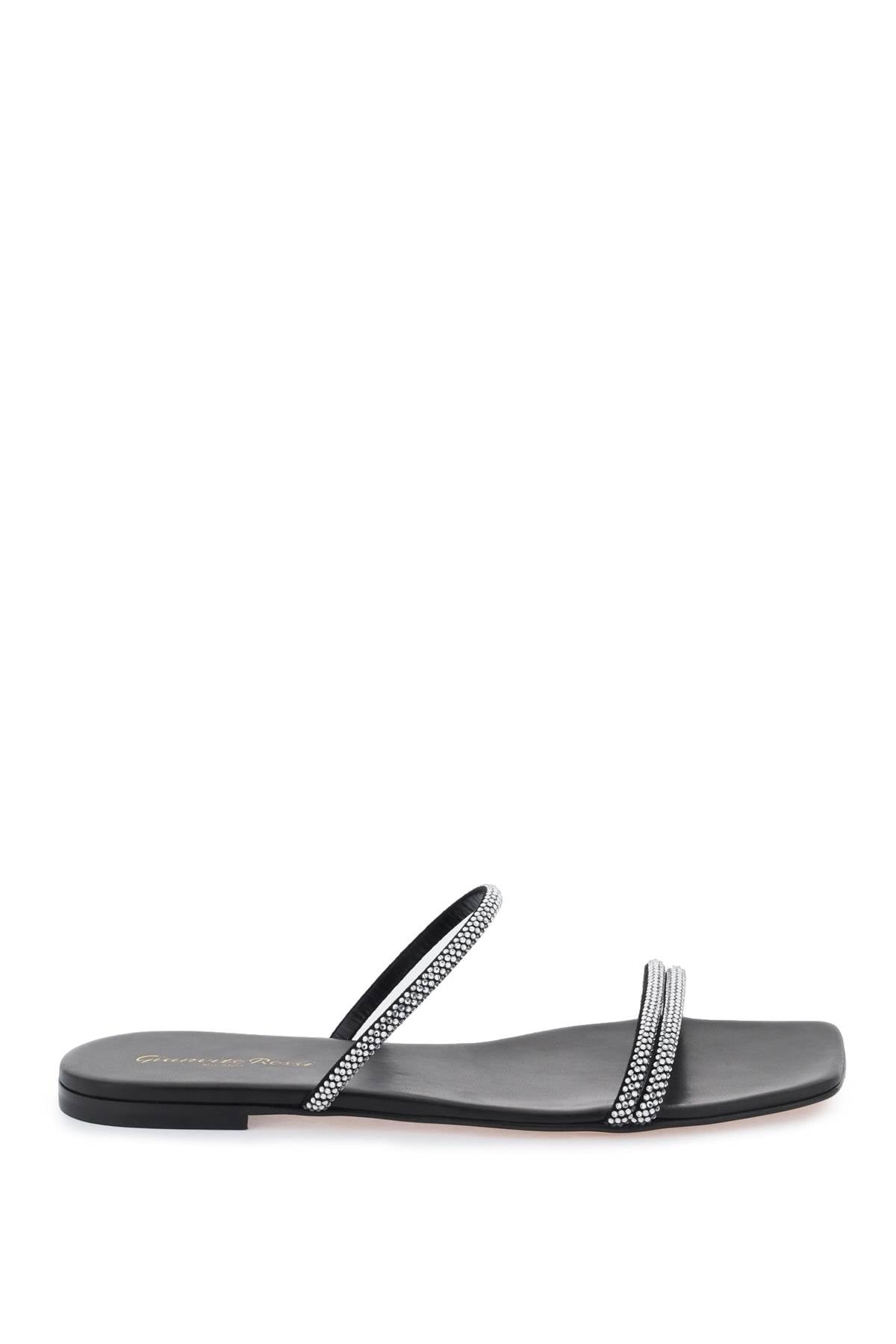 GIANVITO ROSSI Crystal Embellished Leather Slide Sandals for Women - Mixed Colours