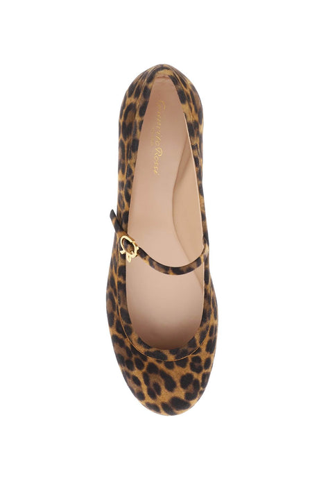 Leopard Suede Ballet Flats với Iconic Ribbon Buckle cho Nữ