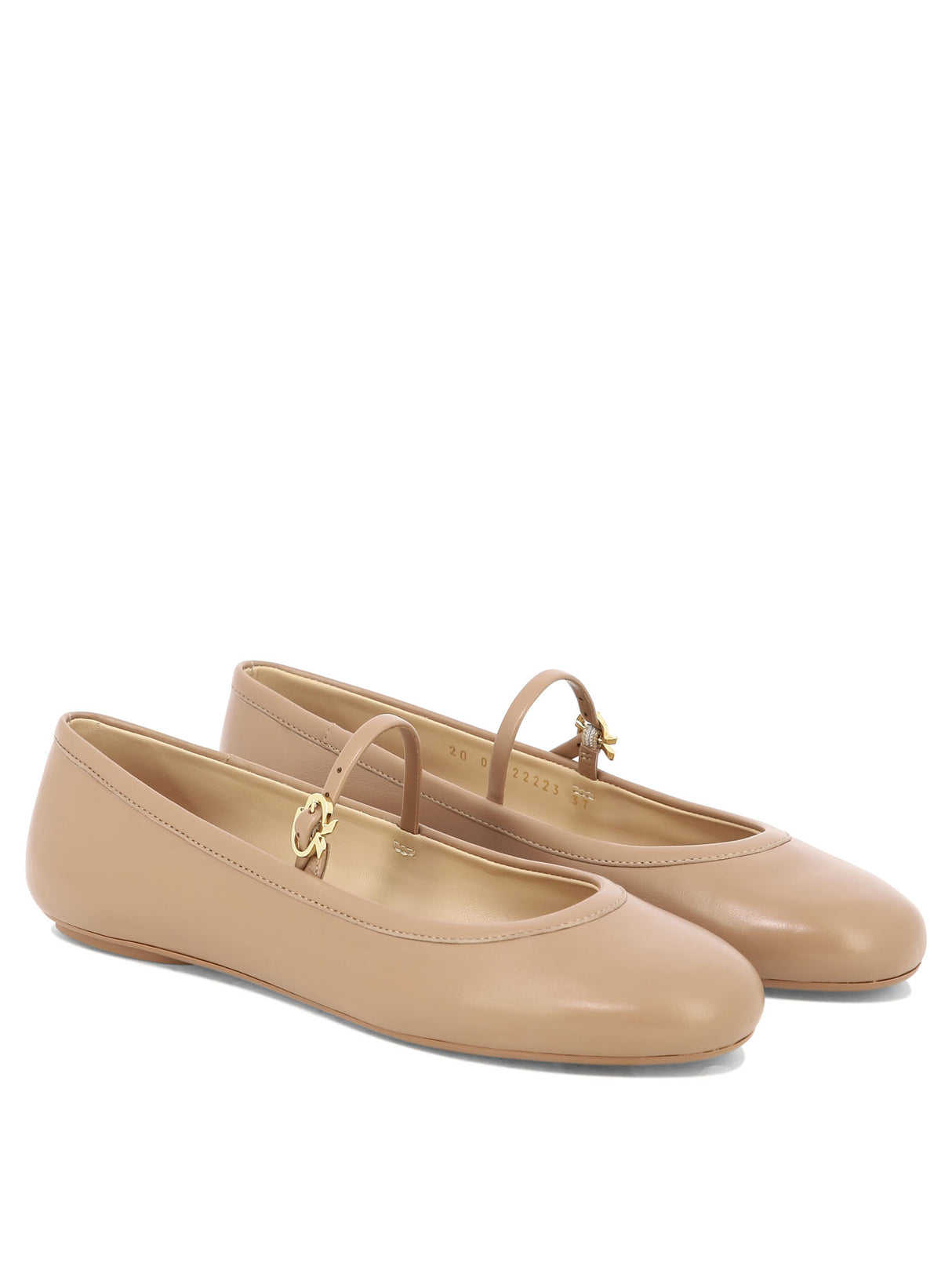 GIANVITO ROSSI Blush Beige Leather Ballet Flats for Women