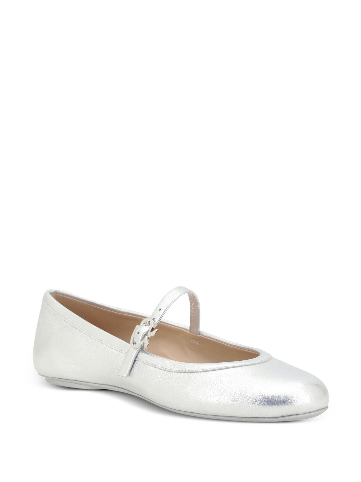 GIANVITO ROSSI Silk Washed Metallic Ballerina Flats