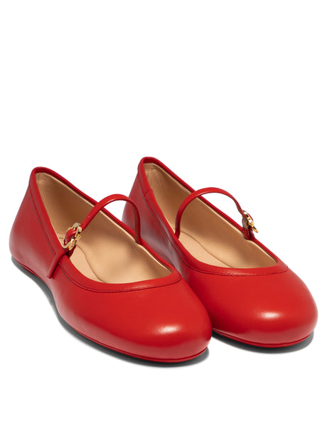 GIANVITO ROSSI Red Leather Ballet Flats for Women - FW24
