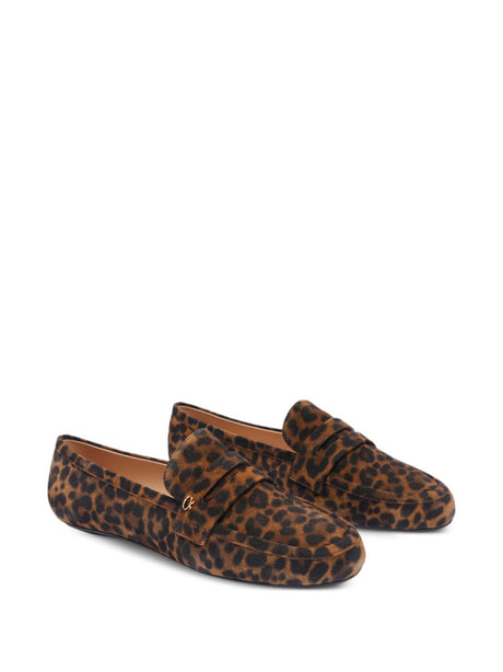 GIANVITO ROSSI Leopard Print Penny Slot Loafers