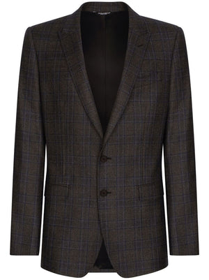 DOLCE & GABBANA Classic Brown Prince of Wales Check Blazer for Men