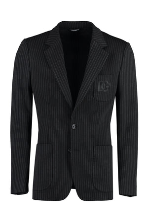 DOLCE & GABBANA Men's Black Double-Breasted Pin-Striped Jacket for FW23