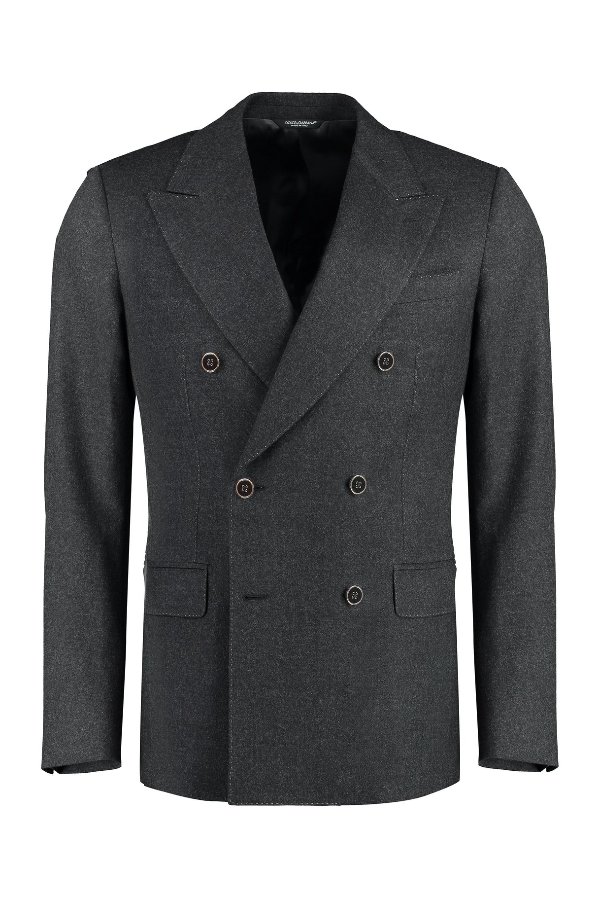 DOLCE & GABBANA Grey Wool Double-Breasted Blazer for Men – FW23 Collection