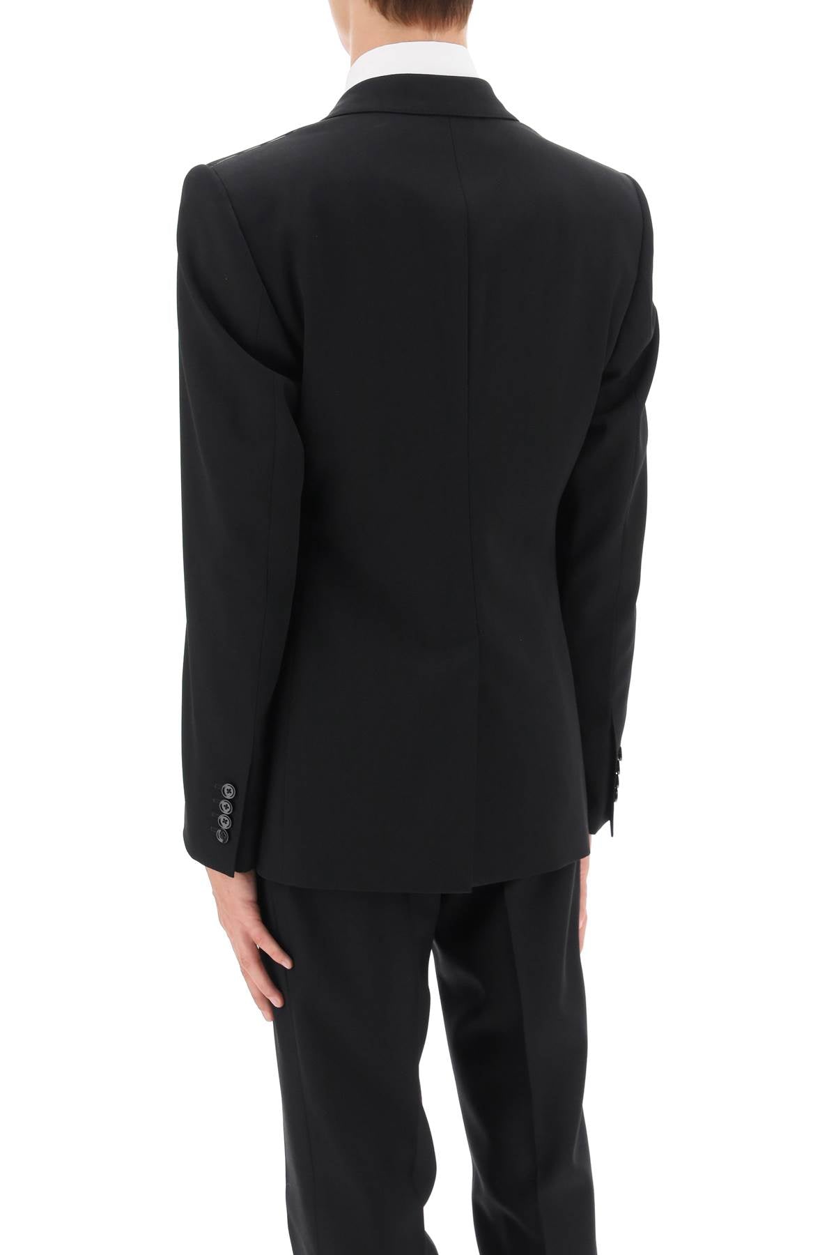 DOLCE & GABBANA Men's Black Single-Breasted Jacket with Lapel Collar and Virgin Wool Material