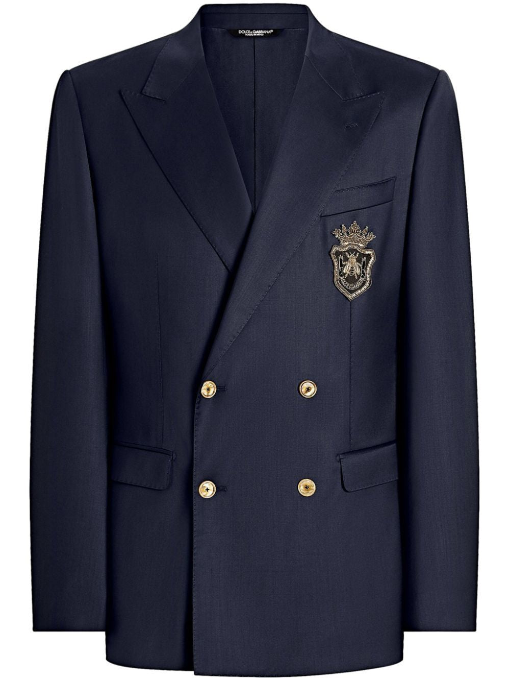 DOLCE & GABBANA Double-Breasted Wool Jacket with Patch