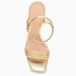 GIANVITO ROSSI Golden Leather High Sandal with Platform and Wide Heel for Women - SS24 Collection