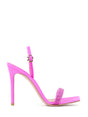 GIANVITO ROSSI Fuchsia Velvet Sandals with Strass Band and Stiletto Heel